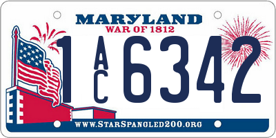 MD license plate 1AC6342