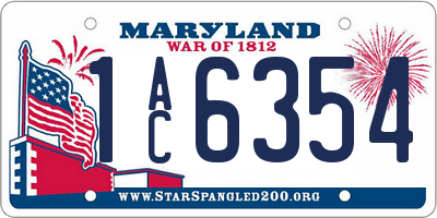 MD license plate 1AC6354