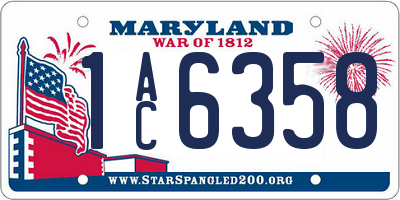 MD license plate 1AC6358