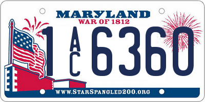 MD license plate 1AC6360