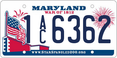 MD license plate 1AC6362