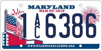 MD license plate 1AC6386