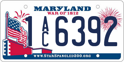 MD license plate 1AC6392