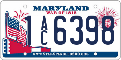 MD license plate 1AC6398