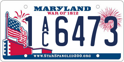 MD license plate 1AC6473