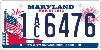 MD license plate 1AC6476