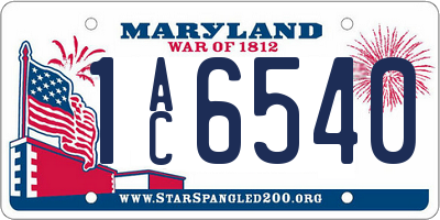 MD license plate 1AC6540