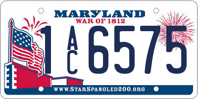 MD license plate 1AC6575