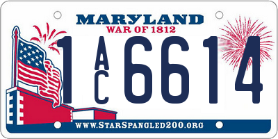 MD license plate 1AC6614