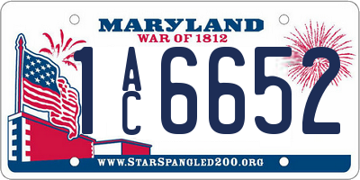 MD license plate 1AC6652