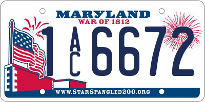 MD license plate 1AC6672