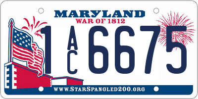 MD license plate 1AC6675