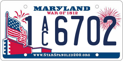 MD license plate 1AC6702