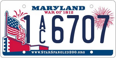MD license plate 1AC6707