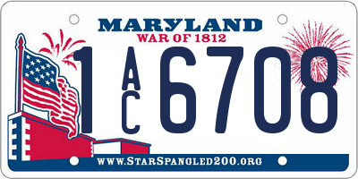 MD license plate 1AC6708
