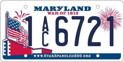 MD license plate 1AC6721