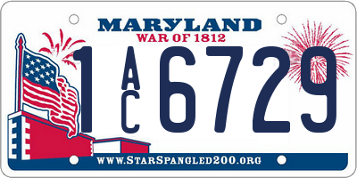 MD license plate 1AC6729