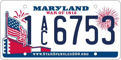 MD license plate 1AC6753