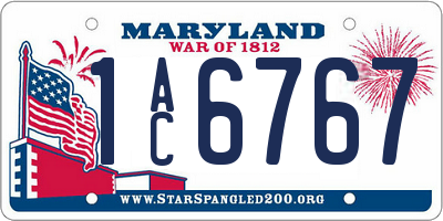 MD license plate 1AC6767
