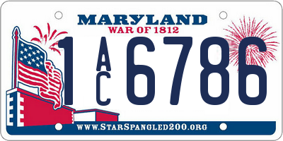 MD license plate 1AC6786