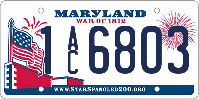 MD license plate 1AC6803