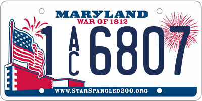 MD license plate 1AC6807