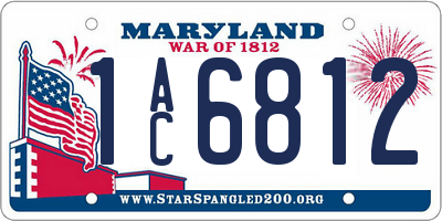 MD license plate 1AC6812