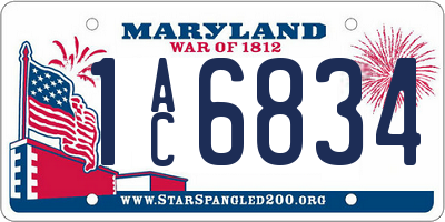 MD license plate 1AC6834