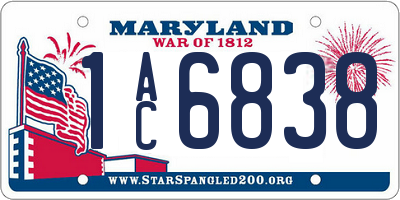 MD license plate 1AC6838