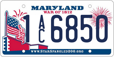 MD license plate 1AC6850