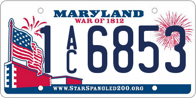 MD license plate 1AC6853
