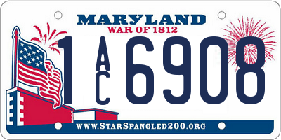 MD license plate 1AC6908