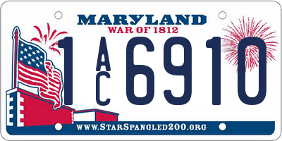 MD license plate 1AC6910