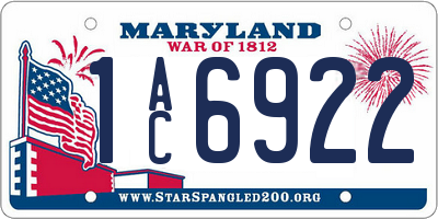 MD license plate 1AC6922