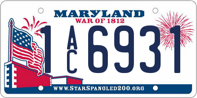 MD license plate 1AC6931