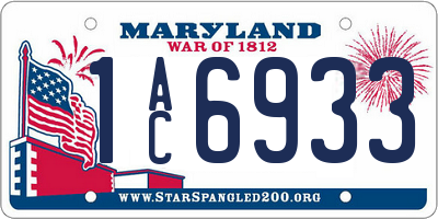 MD license plate 1AC6933