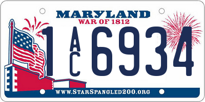 MD license plate 1AC6934