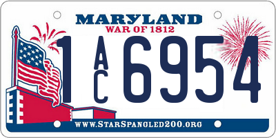 MD license plate 1AC6954