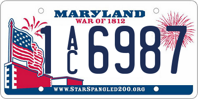 MD license plate 1AC6987