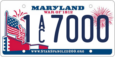 MD license plate 1AC7000
