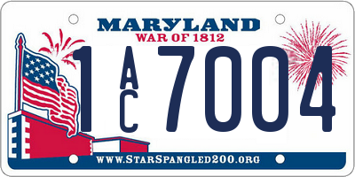 MD license plate 1AC7004