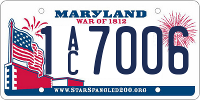 MD license plate 1AC7006