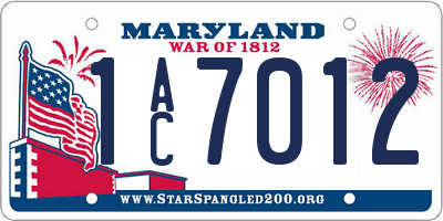 MD license plate 1AC7012