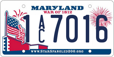 MD license plate 1AC7016
