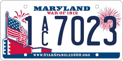 MD license plate 1AC7023