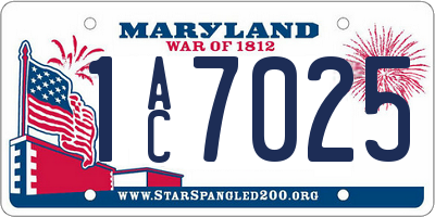 MD license plate 1AC7025
