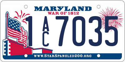 MD license plate 1AC7035