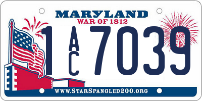 MD license plate 1AC7039