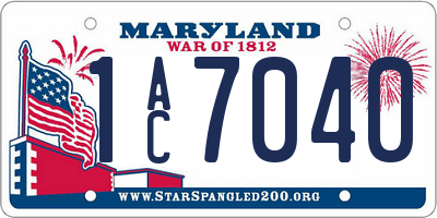 MD license plate 1AC7040
