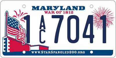 MD license plate 1AC7041